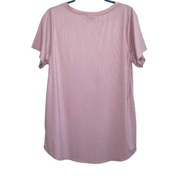Lularoe Christy Ribbed Short Sleeve V-Neck Top Mauve Pink Size Large NWT - Picture 3 of 6